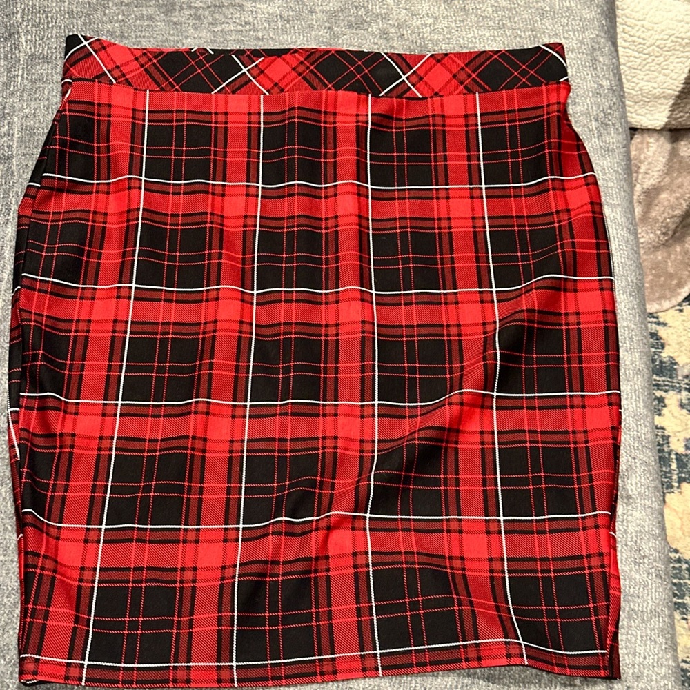 Torrid Red and Black Plaid Mini Skirt